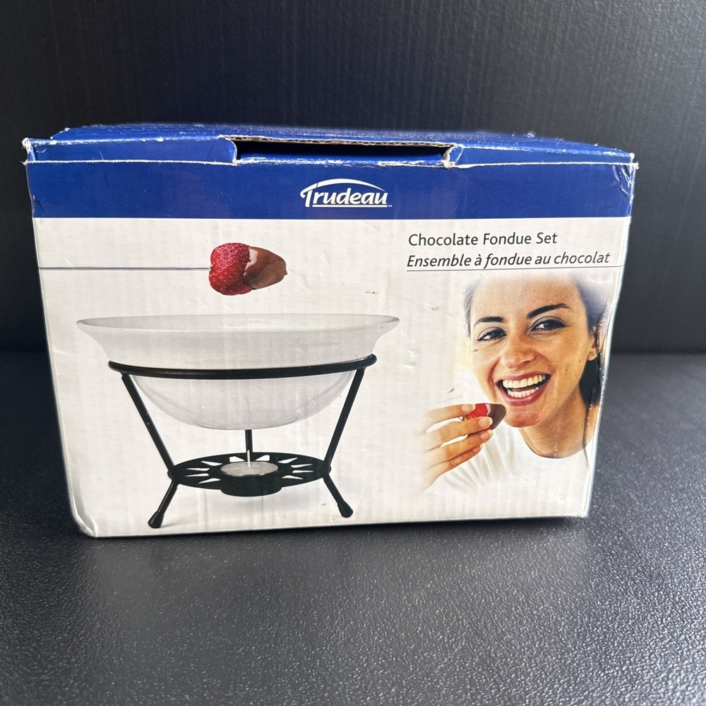 Trudeau Chocolate Fondue Set, White, 7 Pieces Enclosed Recipes Original Box